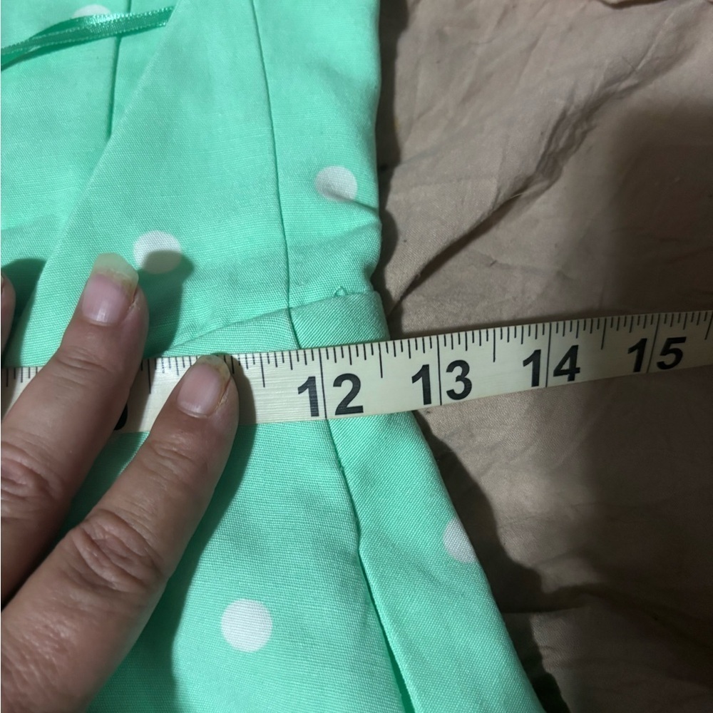 Zara Light Green Dress with White Dots xs #linen #pockadots #summer #girly - Picture 9 of 13